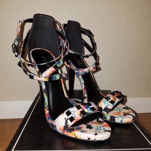 Qupid Floral Studded Heels